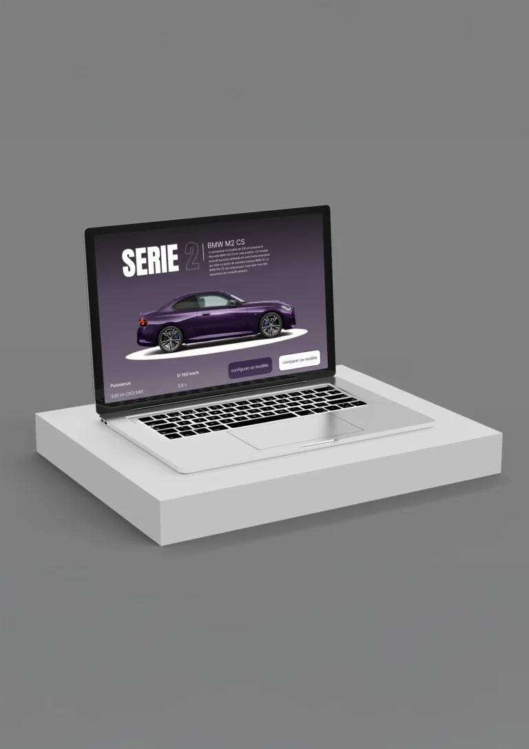 mockup de la maquette figma du site web de la marque de voiture BMW